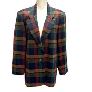 Vintage White Stag Preppy Plaid Blazer Sz 14 90’s Teacher
